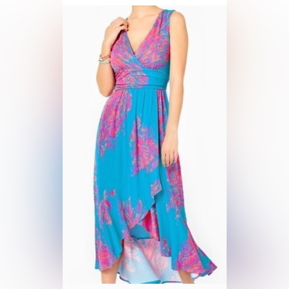 Lilly Pulitzer Moana Rayon/Spandex Wrap Style Dress Size Small